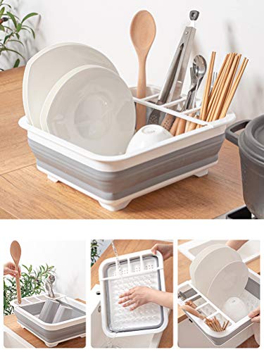 Fafcitvz Collapsible Dish Drying Rack Portable Dish Drainer Dinnerware Organizer for Kitchen RV Campers Storage