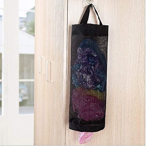 TOGETRUE Plastic Bag Holder, Grocery Bag Holder Mesh Hanging Storage Bag Dispenser (Black 2 Packs)