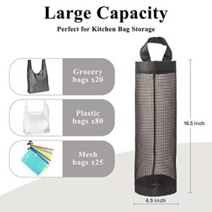 TOGETRUE Plastic Bag Holder, Grocery Bag Holder Mesh Hanging Storage Bag Dispenser (Black 2 Packs)