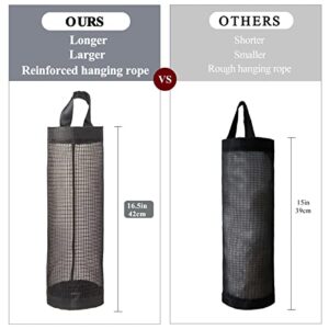 TOGETRUE Plastic Bag Holder, Grocery Bag Holder Mesh Hanging Storage Bag Dispenser (Black 2 Packs)