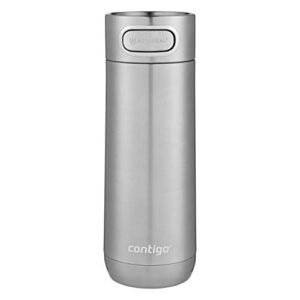contigo luxe vacuum-insulated stainless steel travel mug with autoseal spill-proof lid, reusable coffee cup or water bottle, bpa-free, keeps drinks hot or cold for hours, 16oz steel