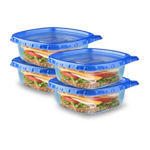ziploc food storage meal prep containers reusable for kitchen organization, smart snap technology, dishwasher safe, square, 4 count