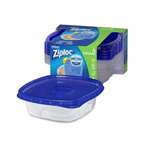 Ziploc Food Storage Meal Prep Containers Reusable for Kitchen Organization, Smart Snap Technology, Dishwasher Safe, Square, 4 Count