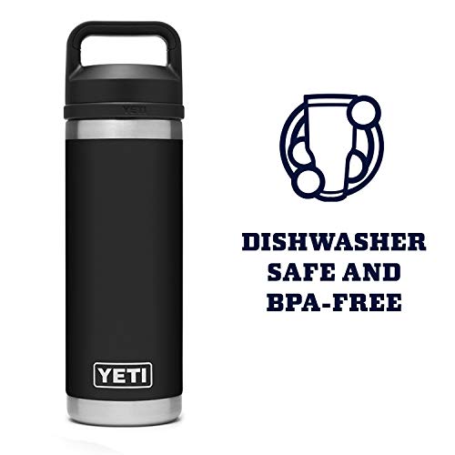 YETI Rambler 18 oz Bottle, Vacuum Insulated, Stainless Steel with Chug Cap, Black