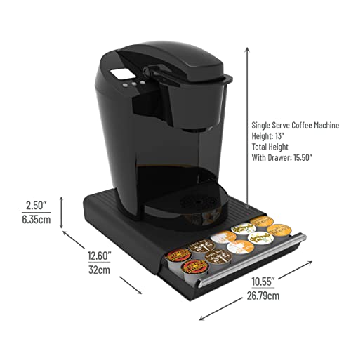 Mind Reader Single Serve Coffee Pod Drawer and Holder, 30 Capacity Coffee Station and Pod Capsule Storage Organizer, Pull Out Tray for Condiments, Coffee Accessories (Black, 12.60 x 10.55 x 2.50)