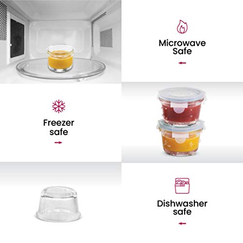 Superior Glass Food Storage Containers - Set of 6-4 Oz Containers with Airtight BPA-Free Locking Lids - Food containers - Microwave & Dishwasher Safe - Small Containers for Snacks Dips etc