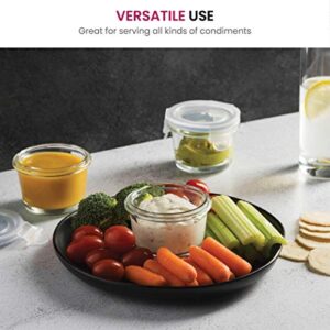 Superior Glass Food Storage Containers - Set of 6-4 Oz Containers with Airtight BPA-Free Locking Lids - Food containers - Microwave & Dishwasher Safe - Small Containers for Snacks Dips etc