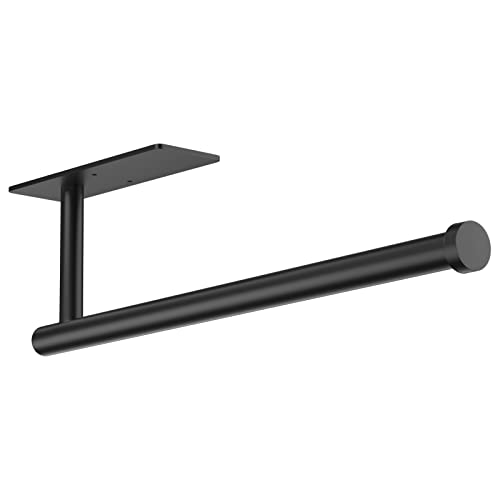 Paper Towel Holder, Self Adhesive or Screw Mounting, Black Paper Towel Holder Wall Mount, SUS304 Stainless Steel Paper Towel Holder Under Cabinet for Kitchen, Counter, Cabinet, Bathroom