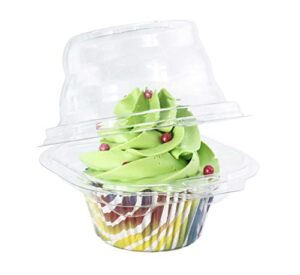 katgely individual cupcake containers (pack of 50)- single compartment clear plastic cupcake boxes, cupcake holder – stackable, deep dome, disposable & bpa-free