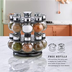 Kamenstein Ellington Revolving Tower with Free Spice Refills for 5 Years, 16-Jar, Clear