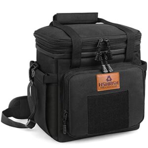 hshrish tactical lunch box, large expandable insulated lunch bag, durable waterproof leakproof cooler bag for adults/men/women/work outdoor picnic trips, 20 cans/15 l, black