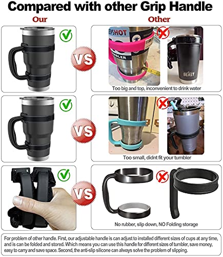 Yoelike - 5 Colors - New Upgrade Anti-Slip Adjustable Tumbler Handle Fit for 20 Oz to 40 Oz of YETI, RTIC, Ozark Trail, Travel Mug, SIC, Rambler, Travel Cup and All Brands Tumbler Cup