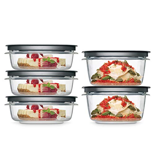 Rubbermaid Meal Prep Premier Food Storage Container, Grey, 10 Piece Set