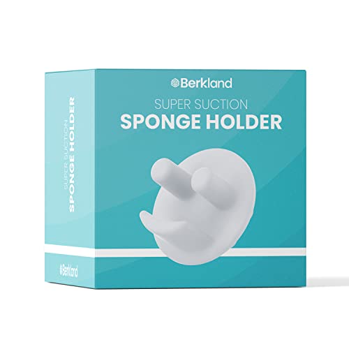 Berkland Sponge Holder for Smiley Sponges Sink Caddy for Scrub Sponges - Sink Sponge Holder with 14 Suction Cups for Superior Stick Kitchen Sink Scrub Caddy for Happy Daddy Face Sponge