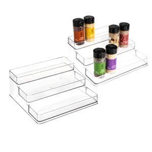 simplemade clear spice rack – 2 pack three-tiered shelf, countertop, and cabinet storage and spice organizer for kitchen, bathroom, bedroom, and office, home storage and organization solutions