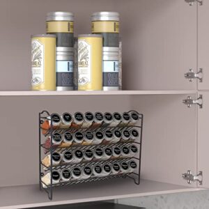 SWOMMOLY Spice Rack Organizer with 36 Empty Square Spice Jars, 396 Spice Labels with Chalk Marker and Funnel Complete Set, for Countertop, Cabinet or Wall Mount, Black