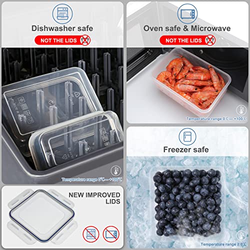 28 Pieces Food Storage Containers with Lids EXTRA LARGE Freezer Containers for Food BPA-Free Meat Fruit Vegetables Plastic Containers for Food with lids Storage Airtight Leak-Proof Food Containers Kitchen Pantry