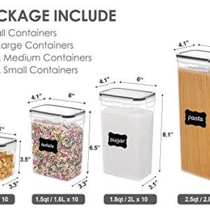 Vtopmart 32pcs Airtight Food Storage Containers Set, BPA Free Plastic Kitchen and Pantry Organization Canisters with Lids for Cereal, Dry Food, Flour and Sugar, Includes 32 Labels