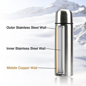 Best Stainless Steel Coffee Thermos, BPA Free, New Triple Wall Insulated, Hot Water & Cold Drinks for Hours, Perfect for Biking, Backpack, Camping, Office or Car (17 OZ/500ML)