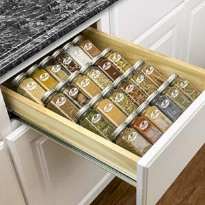 lynk professional® spice drawer organizer – heavy gauge steel 4 tier spice rack – drawer insert tray for spice jars, herbs and seasoning – kitchen cabinet drawer storage – silver metallic, medium