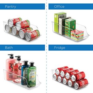 Set of 4 Refrigerator Organizer Bins Pop Soda Can Dispenser Beverage Holder for Fridge, Freezer, Kitchen, Countertops, Cabinets - Clear Plastic Canned Food Pantry Storage Rack