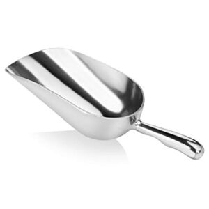 new star foodservice 34523 one-piece cast aluminum round bottom bar ice flour utility scoop, 12-ounce, silver (hand wash only)