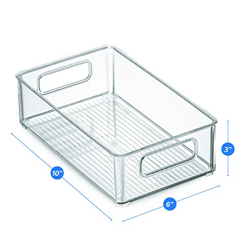 Set Of 8 Refrigerator Pantry Organizer Bins - 4 Big And 4 Small Clear Food Storage Baskets for Kitchen, Countertops, Cabinets, Freezer, Bedrooms, Bathrooms - Plastic Household Storage Containers