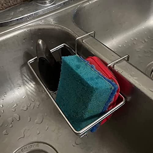 JIANYI Sponge Holder, Stainless Steel Sponge Holder for Kitchen Sink, Rustproof Durable Brush Sink Caddy for Sponge, Dishwashing, Brush Drying