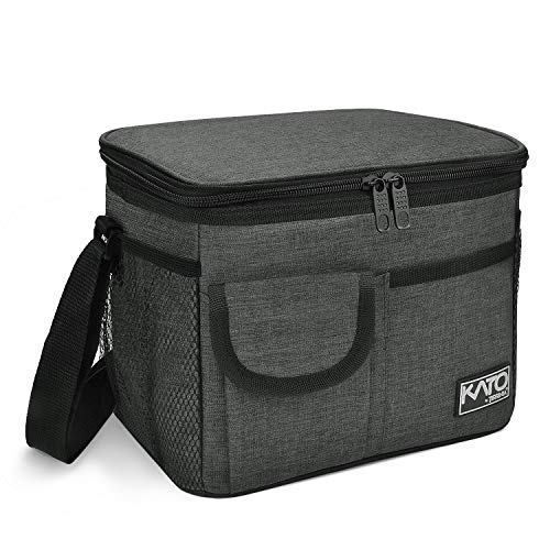 Insulated Lunch Box for Women Men, Leakproof Thermal Reusable Lunch Bag with 4 Pockets for Adult & Kids, Lunch Bag Cooler Tote for Office Work by Tirrinia, Charcoal