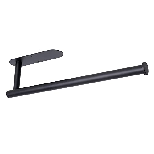 Paper Towel Holder Under Cabinet, Self Adhesive Wall Mount Paper Towel Rack, Towel Paper Bar for Kitchen, Pantry, Sink, Bathroom, SUS304 Stainless Steel 13 inch（Black） (Black, 1)