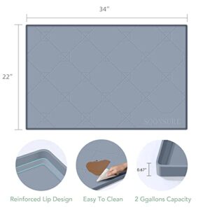 Under Sink Mat, Under Sink Mats for Kitchen Waterproof, 34”x22” Silicone Under Kitchen Sink Liner Mat, Flexible Under Sink Drip Tray for Kitchen Bathroom, Thick Under Sink Rubber Mat With Lip, Grey