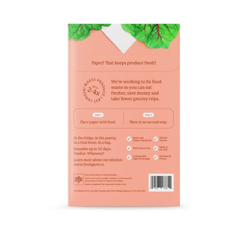 FRESHPAPER Keeps Fruits & Vegetables Fresh for 2-4x Longer, 8 Reusable Food Saver Sheets for Produce (1 Pack), Made in the USA by The FRESHGLOW Co