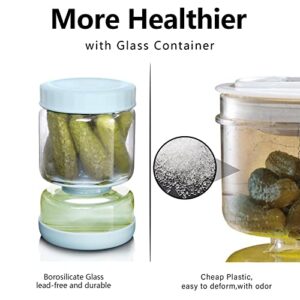 WhiteRhino Glass Pickle Jar with Strainer Flip,34oz Pickle Flip Jar Glass,Pickle Juice Separator Jar Flip for Olives,Gherkins or Sliced Pickles,Leakproof Airtight Lids and Refrigerator Dishwasher Safe