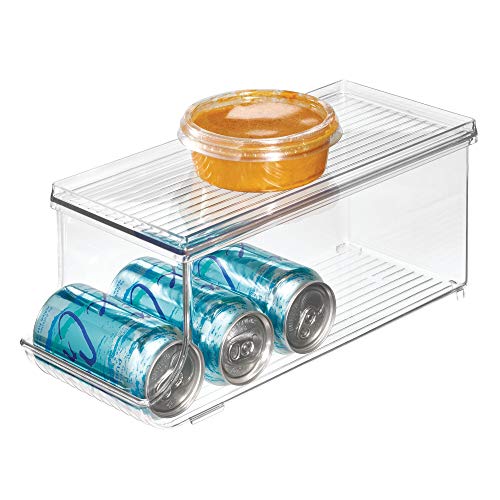 iDesign Plastic Food and Soda Can Lid for Refrigerator, Freezer, and Pantry for Organizing Tea, Pop, Beer, Water, BPA-Free, 13.75" x 5.75" x 5.75", Clear