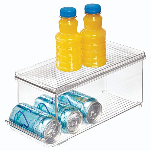 iDesign Plastic Food and Soda Can Lid for Refrigerator, Freezer, and Pantry for Organizing Tea, Pop, Beer, Water, BPA-Free, 13.75" x 5.75" x 5.75", Clear