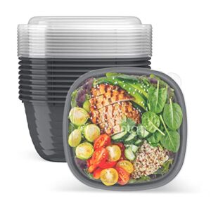 Bentgo Prep® - 1-Compartment Bowls with Custom Fit Lids - Reusable, Microwaveable, Durable BPA-Free, Freezer and Dishwasher Safe Meal Prep Food Storage Containers - 10 Bowls & 10 Lids (Graphite)