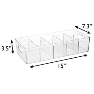 ClearSpace Plastic Pantry Organization and Storage Bins with Removable Dividers – XL Perfect Kitchen Organization or Kitchen Storage – Refrigerator Organizer Bins, Cabinet Organizers, 2 Pack