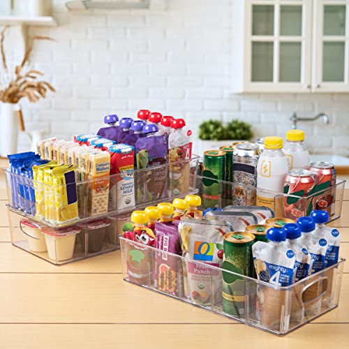 ClearSpace Plastic Pantry Organization and Storage Bins with Removable Dividers – XL Perfect Kitchen Organization or Kitchen Storage – Refrigerator Organizer Bins, Cabinet Organizers, 2 Pack