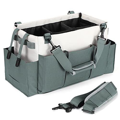 Large Cleaning Caddy Organizer with Handle, Wearable Cleaning Caddy Bag for Cleaning Supplies, Cleaning Tote with Shoulder and Waist Straps, Under Sink Organizer Tool Bag with Multiple Compartments