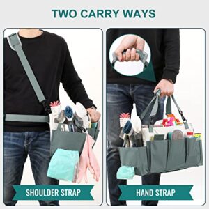 Large Cleaning Caddy Organizer with Handle, Wearable Cleaning Caddy Bag for Cleaning Supplies, Cleaning Tote with Shoulder and Waist Straps, Under Sink Organizer Tool Bag with Multiple Compartments