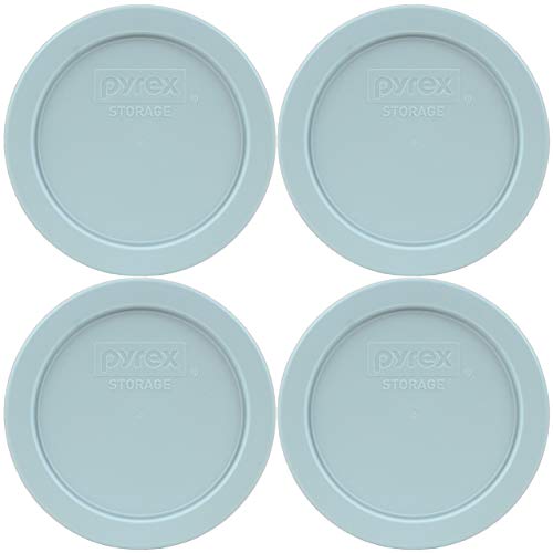 Pyrex Bundle - 4 Items: 7200-PC 2-Cup Muddy Aqua Plastic Food Storage Lids