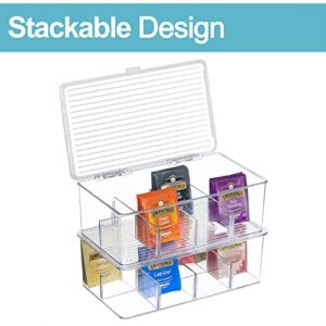 2 Pack Stackable Tea Bag Organizer, Vtopmart Plastic Tea Storage Box for Kitchen Pantry Cabinets and Countertops, Holder for Tea Bags, Coffee, Sugar Packets, Small Packets