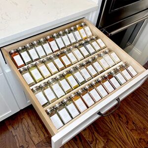 clear acrylic spice drawer organizer, 4 tier- 2 set expandable from 13″ to 26″ seasoning jars drawers insert, kitchen spice rack tray for drawer/countertop (jars not included)