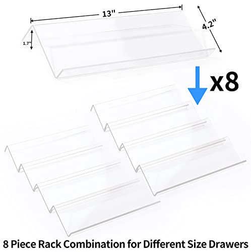 Clear Acrylic Spice Drawer Organizer, 4 Tier- 2 Set Expandable From 13" to 26" Seasoning Jars Drawers Insert, Kitchen Spice Rack Tray for Drawer/Countertop (Jars not included)