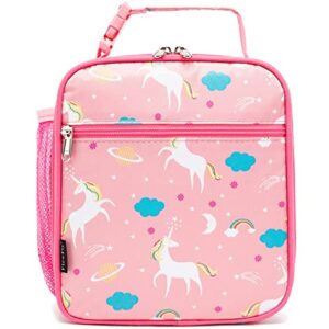 FlowFly Kids Lunch box Insulated Soft Bag Mini Cooler Back to School Thermal Meal Tote Kit for Girls, Boys, Unicorn