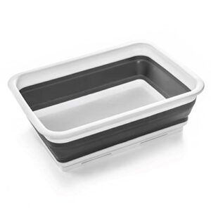bino collapsible wash basin – space saving portable folding dish pan dish tub, white