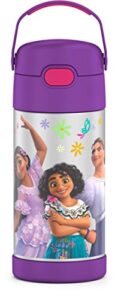 thermos funtainer 12 ounce stainless steel vacuum insulated kids straw bottle, encanto