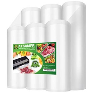 ATSAMFR 6 Pack 8"x20'(3Rolls) and 11"x20' (3Rolls) Vacuum Sealer Bags Rolls with BPA Free,Heavy Duty,Great for Vac Storage or Sous Vide Cooking