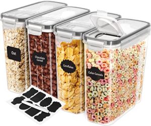 utopia kitchen cereal containers storage – 4 pack airtight food storage containers & cereal dispenser for pantry organization and storage – canister sets for kitchen counter