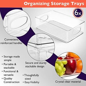 ClearSpace Plastic Pantry Organization and Storage Bins – Perfect Kitchen Organization or Kitchen Storage – Fridge Organizer, Refrigerator Organizer Bins, Cabinet Organizers - 6 Pack